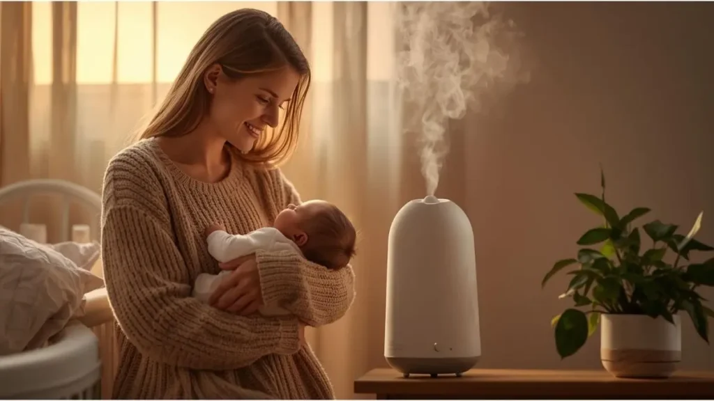 Non-toxic humidifier in baby room — quiet, BPA-free, safe for sensitive skin