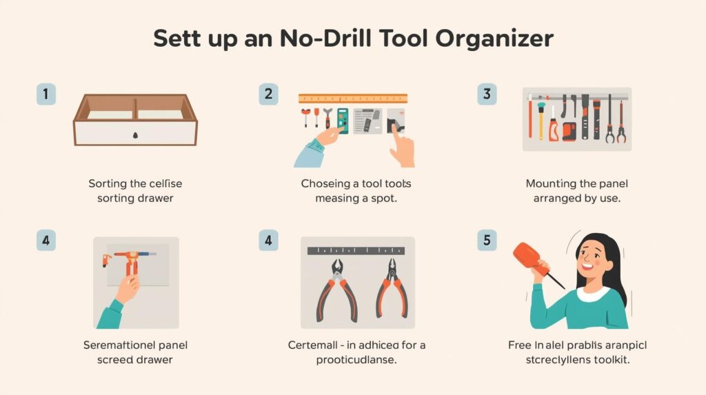 Easy 5-step setup guide for no-drill tool organizers