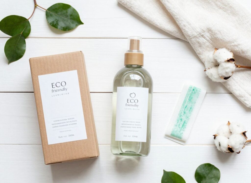 Best eco-friendly laundry detergents 2026 — plant-based, biodegradable detergent with green leaves and cotton fabric